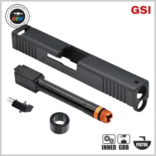 [GSI] Non Tilting Metal Slide Set (Serration) for Marui Glock17 Gen4 (글록17젠4 논틸팅아웃바렐 메탈슬라이드)