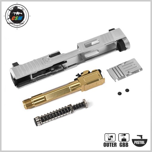 [스틸슬라이드세트] Flower Industries MKII Complete Upper Slide Set (Stainless Steel) for VFC Glock19 Gen4